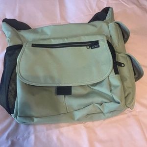 LL Bean Large Crossbody Carry On Nylon, mint green messenger style with zip pock